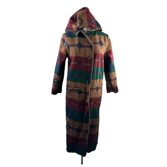 Woolrich Southwest Wool Reversible Long Hooded Blanket Coat Duster Small H14206 - Picture 16 of 16